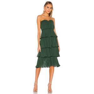 Lovers and Friends Alex Midi Dress in Emerald Green
